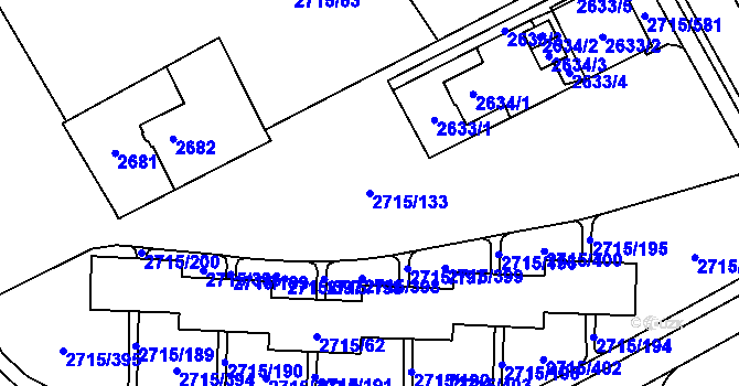 Parcela st. 2715/133 v KÚ Karviná-město, Katastrální mapa