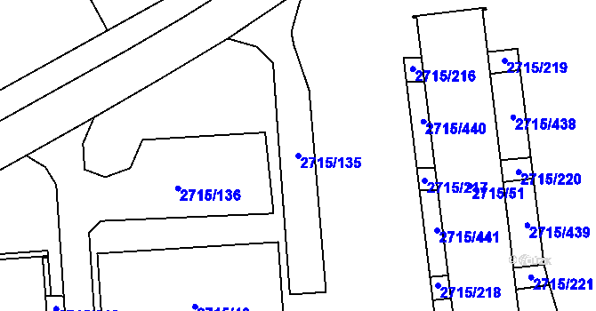 Parcela st. 2715/135 v KÚ Karviná-město, Katastrální mapa