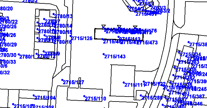 Parcela st. 2715/143 v KÚ Karviná-město, Katastrální mapa