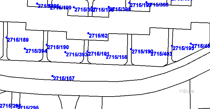Parcela st. 2715/156 v KÚ Karviná-město, Katastrální mapa