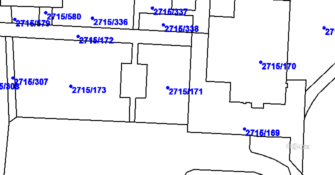 Parcela st. 2715/171 v KÚ Karviná-město, Katastrální mapa