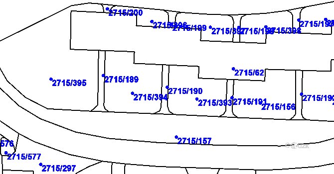 Parcela st. 2715/190 v KÚ Karviná-město, Katastrální mapa