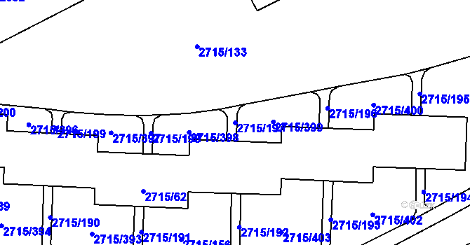 Parcela st. 2715/197 v KÚ Karviná-město, Katastrální mapa