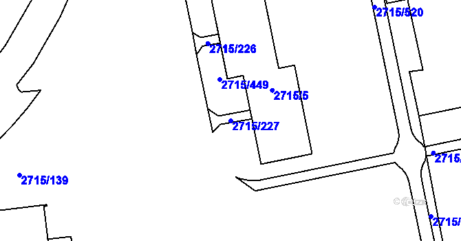 Parcela st. 2715/227 v KÚ Karviná-město, Katastrální mapa