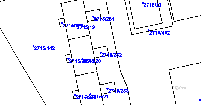 Parcela st. 2715/232 v KÚ Karviná-město, Katastrální mapa