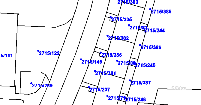Parcela st. 2715/236 v KÚ Karviná-město, Katastrální mapa