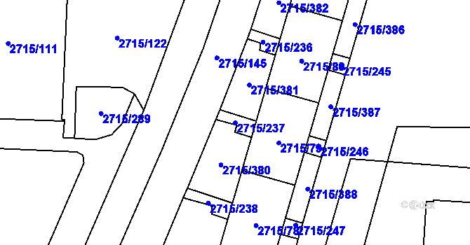 Parcela st. 2715/237 v KÚ Karviná-město, Katastrální mapa
