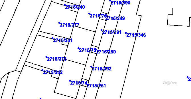 Parcela st. 2715/250 v KÚ Karviná-město, Katastrální mapa