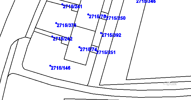 Parcela st. 2715/251 v KÚ Karviná-město, Katastrální mapa