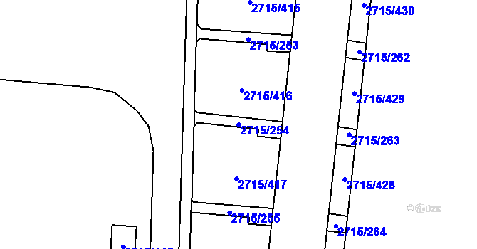 Parcela st. 2715/254 v KÚ Karviná-město, Katastrální mapa