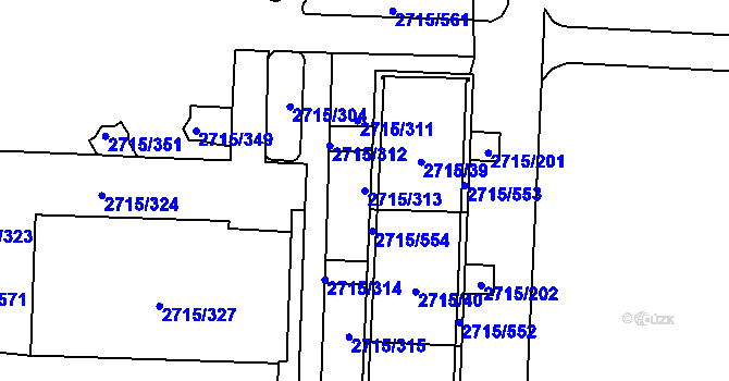 Parcela st. 2715/313 v KÚ Karviná-město, Katastrální mapa