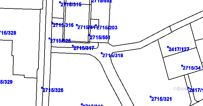 Parcela st. 2715/318 v KÚ Karviná-město, Katastrální mapa