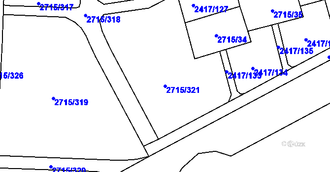 Parcela st. 2715/321 v KÚ Karviná-město, Katastrální mapa