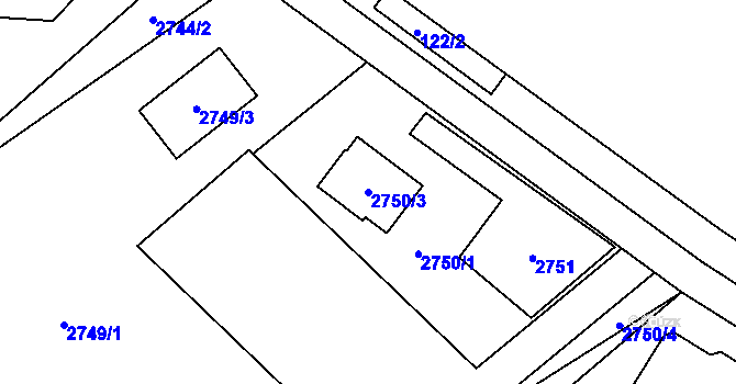 Parcela st. 2750/3 v KÚ Karviná-město, Katastrální mapa