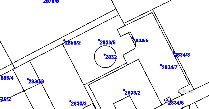 Parcela st. 2832 v KÚ Karviná-město, Katastrální mapa