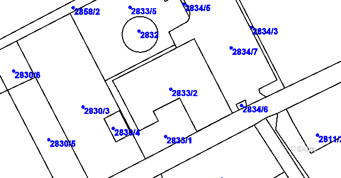 Parcela st. 2833/2 v KÚ Karviná-město, Katastrální mapa