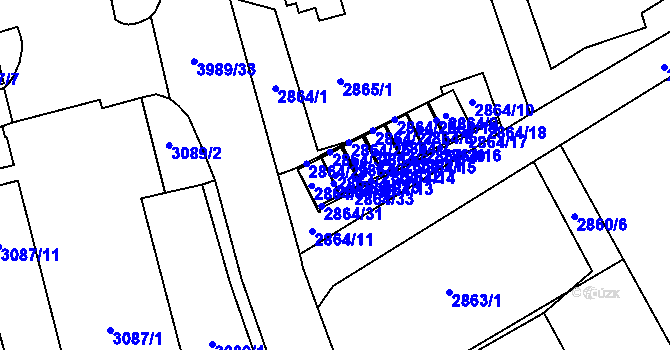 Parcela st. 2864/4 v KÚ Karviná-město, Katastrální mapa