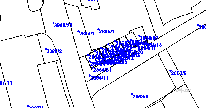 Parcela st. 2864/5 v KÚ Karviná-město, Katastrální mapa