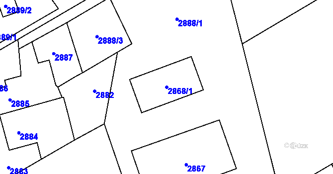 Parcela st. 2868/1 v KÚ Karviná-město, Katastrální mapa