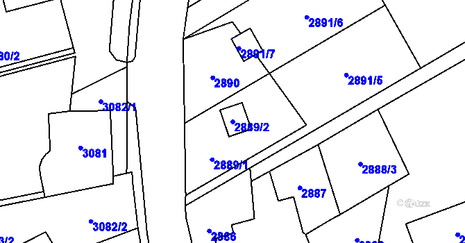 Parcela st. 2889/2 v KÚ Karviná-město, Katastrální mapa