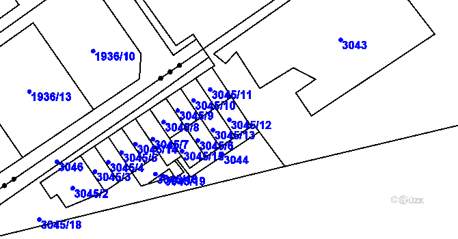 Parcela st. 3045/12 v KÚ Karviná-město, Katastrální mapa