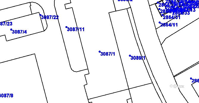 Parcela st. 3087/1 v KÚ Karviná-město, Katastrální mapa