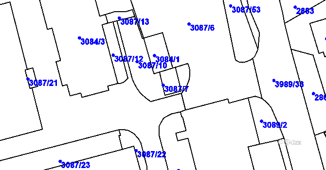Parcela st. 3087/7 v KÚ Karviná-město, Katastrální mapa