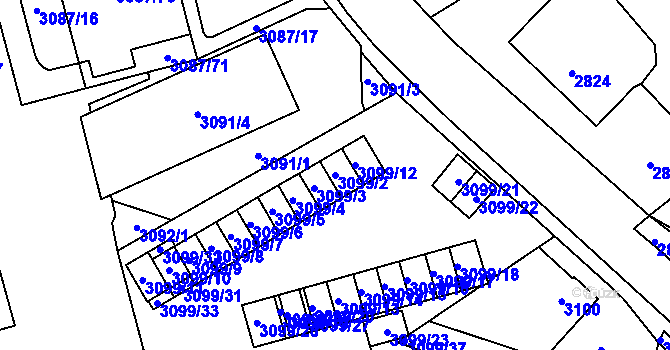 Parcela st. 3099/2 v KÚ Karviná-město, Katastrální mapa