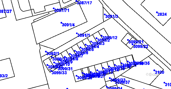 Parcela st. 3099/4 v KÚ Karviná-město, Katastrální mapa