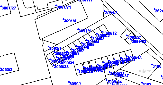 Parcela st. 3099/5 v KÚ Karviná-město, Katastrální mapa