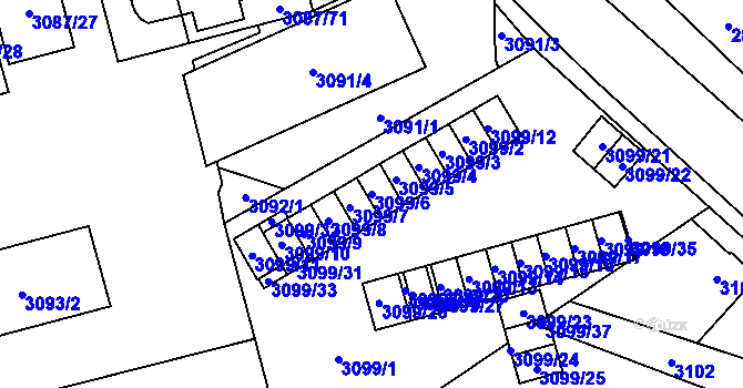 Parcela st. 3099/6 v KÚ Karviná-město, Katastrální mapa