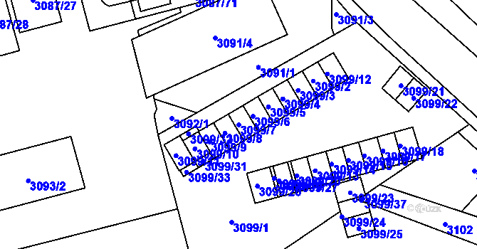 Parcela st. 3099/7 v KÚ Karviná-město, Katastrální mapa