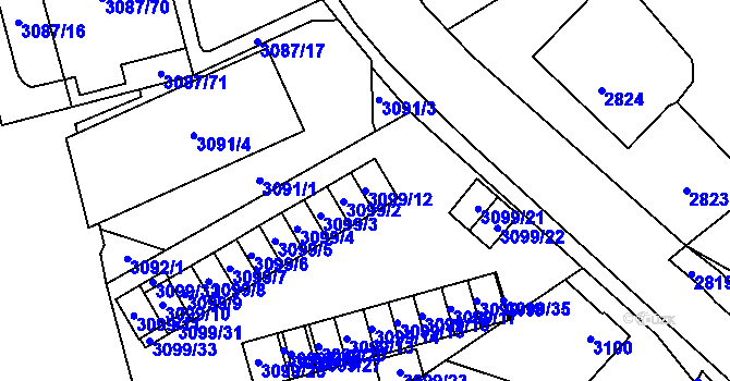 Parcela st. 3099/12 v KÚ Karviná-město, Katastrální mapa