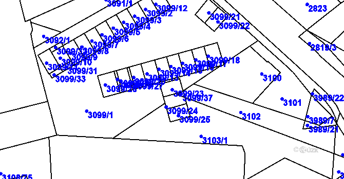 Parcela st. 3099/23 v KÚ Karviná-město, Katastrální mapa