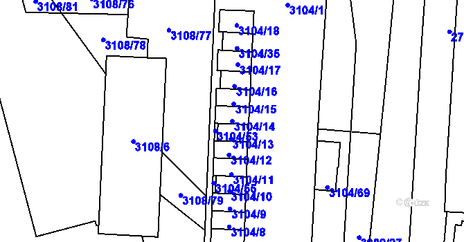 Parcela st. 3104/14 v KÚ Karviná-město, Katastrální mapa