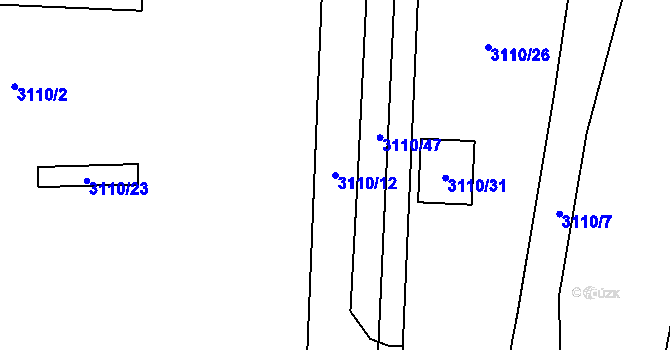 Parcela st. 3110/12 v KÚ Karviná-město, Katastrální mapa