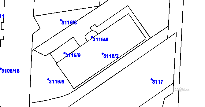 Parcela st. 3116/2 v KÚ Karviná-město, Katastrální mapa