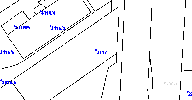 Parcela st. 3117 v KÚ Karviná-město, Katastrální mapa
