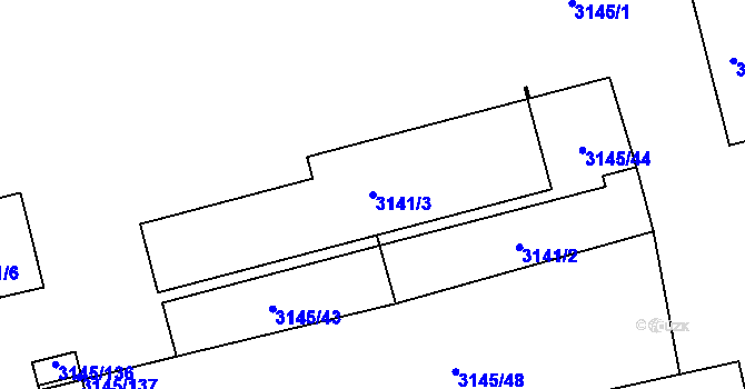 Parcela st. 3141/3 v KÚ Karviná-město, Katastrální mapa
