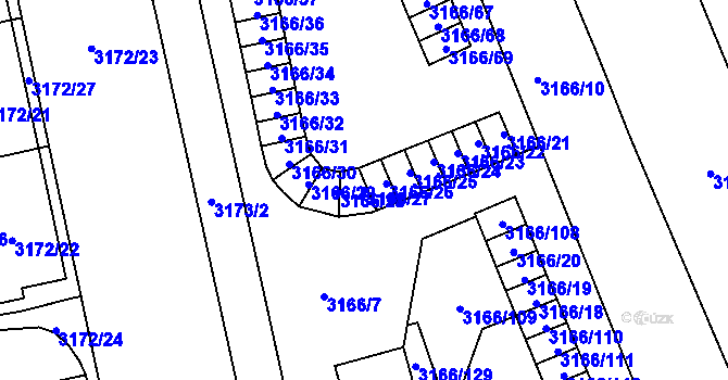 Parcela st. 3166/27 v KÚ Karviná-město, Katastrální mapa
