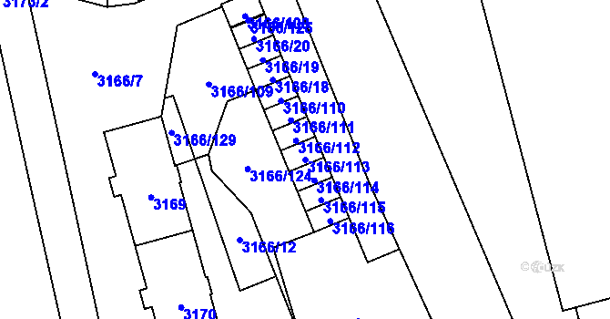 Parcela st. 3166/113 v KÚ Karviná-město, Katastrální mapa