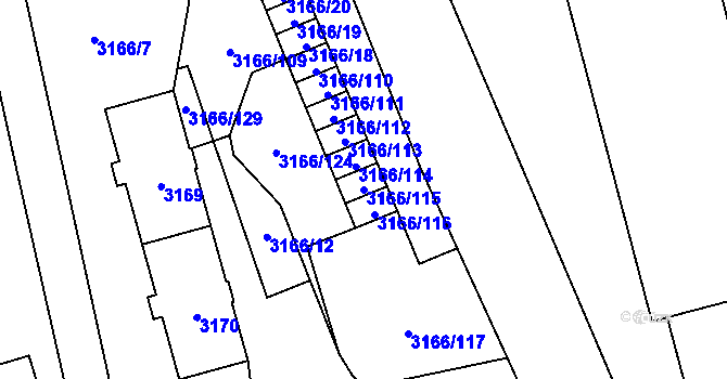 Parcela st. 3166/115 v KÚ Karviná-město, Katastrální mapa