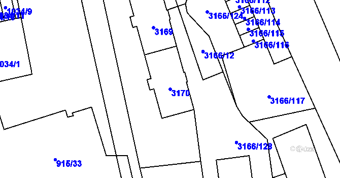 Parcela st. 3170 v KÚ Karviná-město, Katastrální mapa