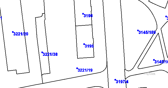Parcela st. 3195 v KÚ Karviná-město, Katastrální mapa