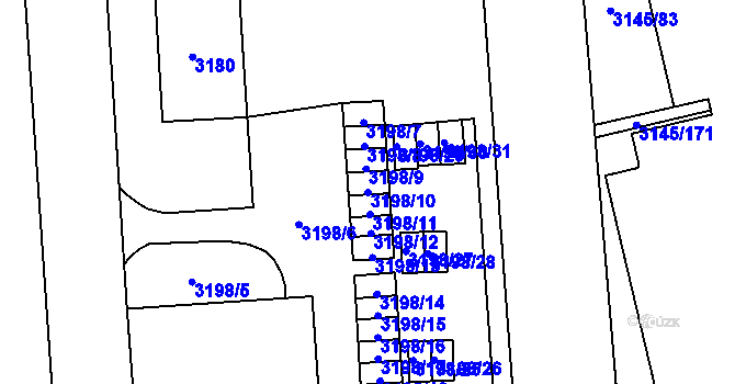 Parcela st. 3198/10 v KÚ Karviná-město, Katastrální mapa