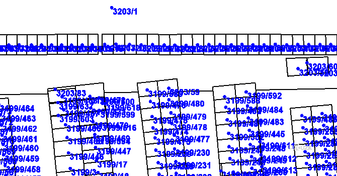 Parcela st. 3203/59 v KÚ Karviná-město, Katastrální mapa