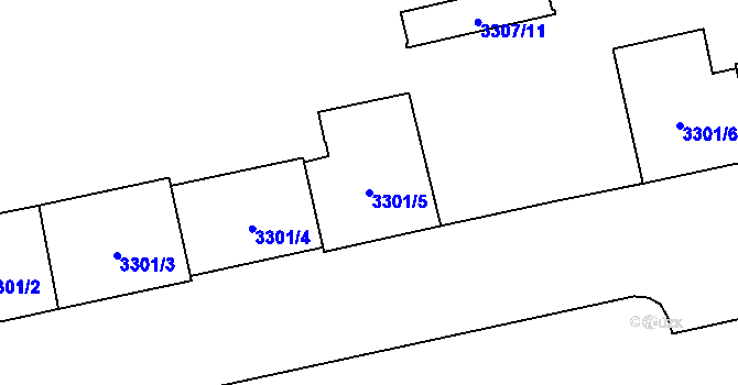 Parcela st. 3301/5 v KÚ Karviná-město, Katastrální mapa