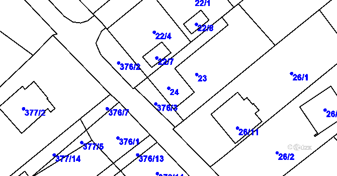 Parcela st. 24 v KÚ Ráj, Katastrální mapa
