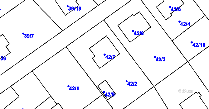 Parcela st. 42/7 v KÚ Ráj, Katastrální mapa