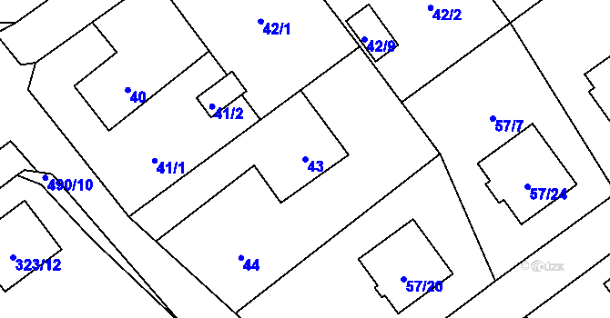 Parcela st. 43 v KÚ Ráj, Katastrální mapa